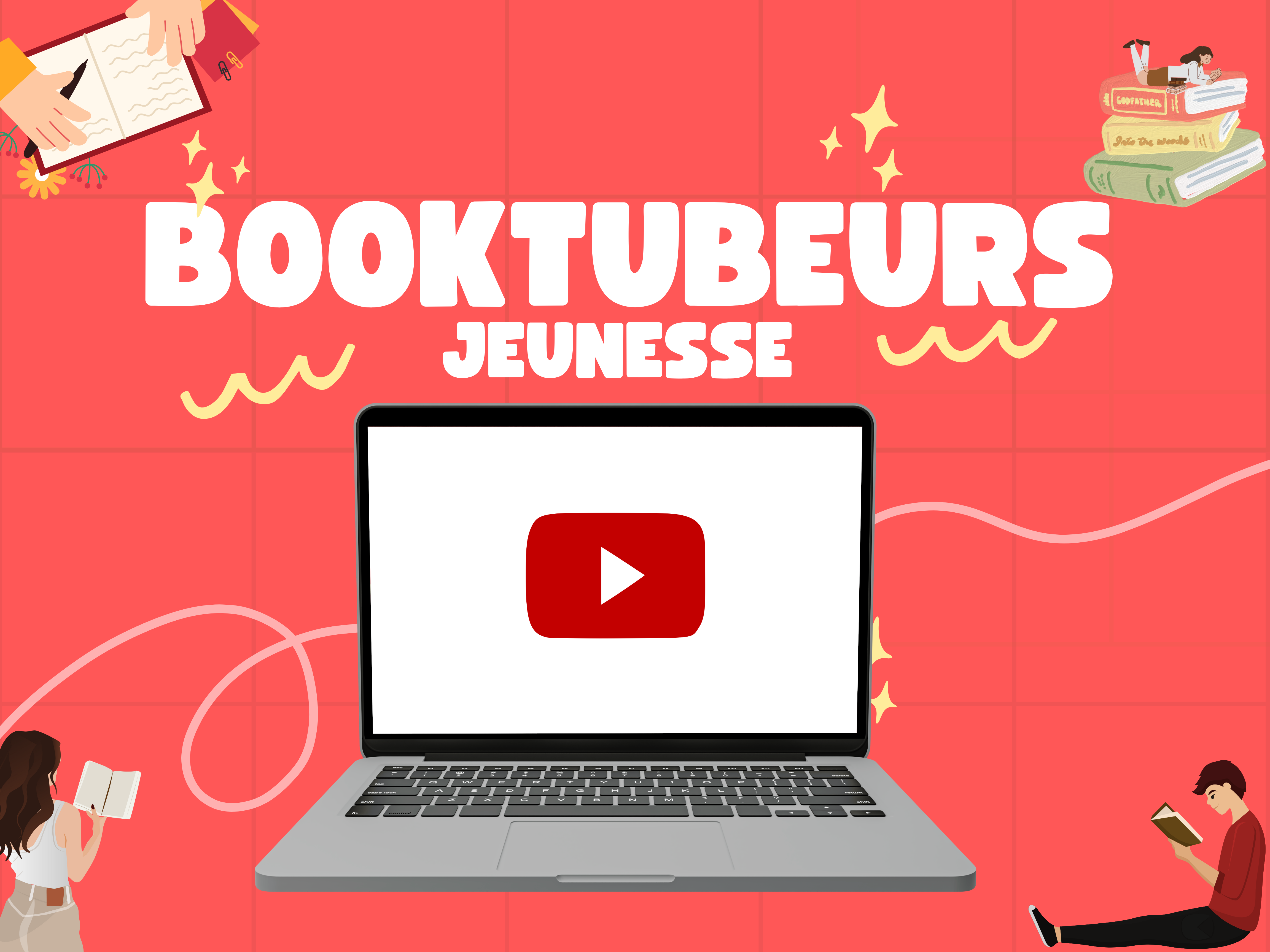 Lien menant à un document visuel et interactif présentant une sélection de quatre booktubeurs : Doc Lili, Un autre blog de maman, Les lectures de Chamallow, Histoires & contes